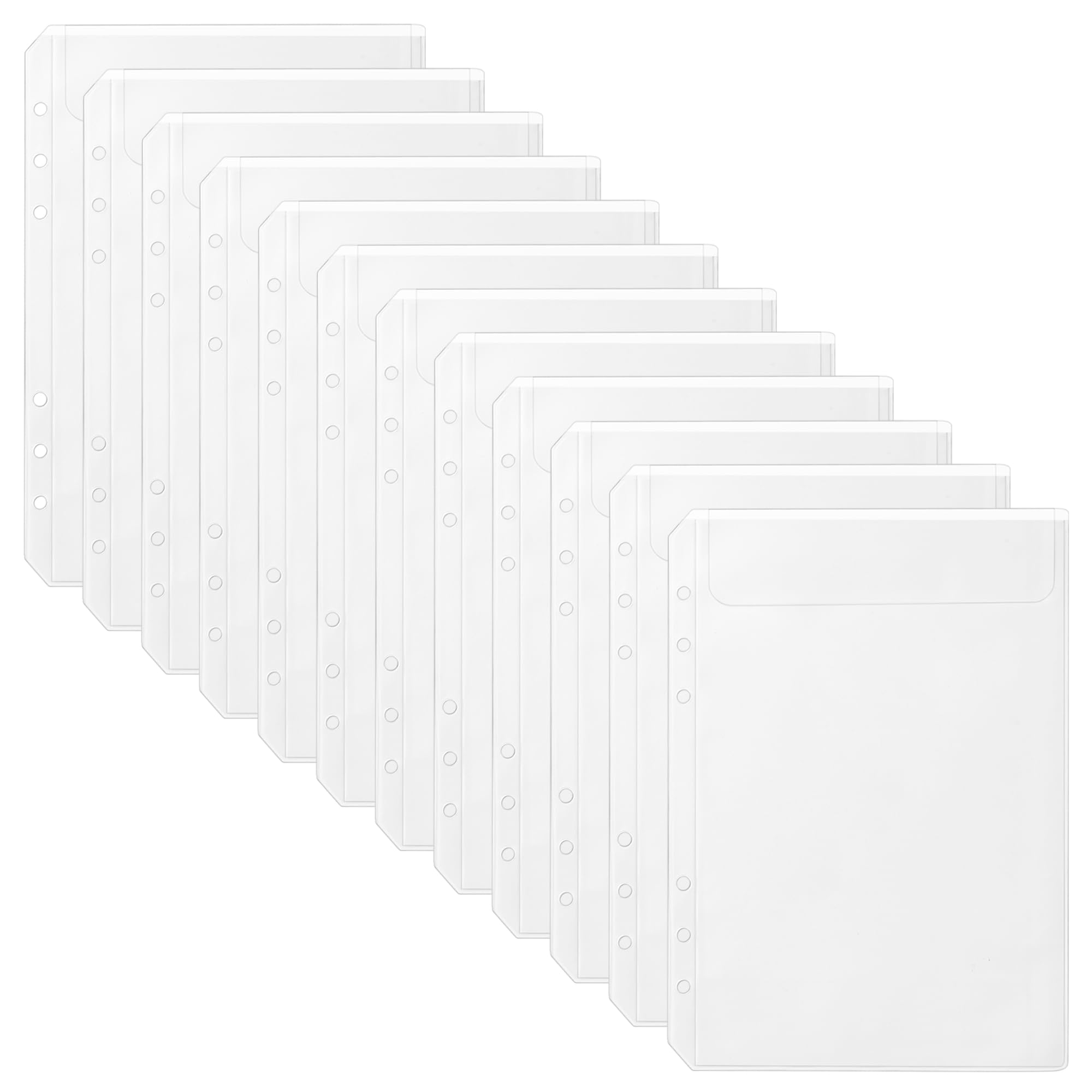 luvtree 1 Set (12 Pcs) A5 6-Hole Clear Binder Pockets – Zipperless Plastic Inserts for A5 6-Ring Binders – Ideal for Budgeting, Cash Envelopes, Savings Challenge, Travel, Journaling & Receipts