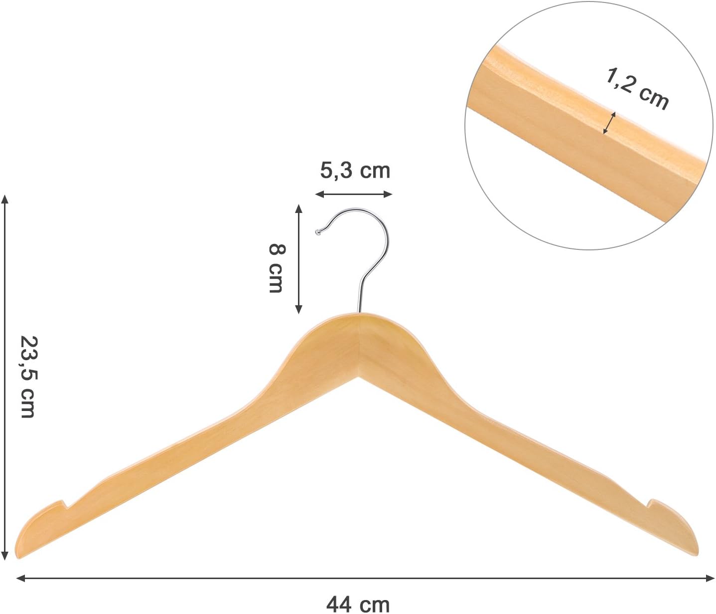 Grucce in legno in set da 20 antiscivolo per giacche e camicie
