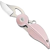Coowolf Small Pocket Knife for Women and Men, 1 Inch Stainless Steel Blade, Pink Aluminum Handle, Compact Mini Folding Box Cutter for Camping, Hiking, Daily Tasks, Lightweight EDC Gadgets Tools