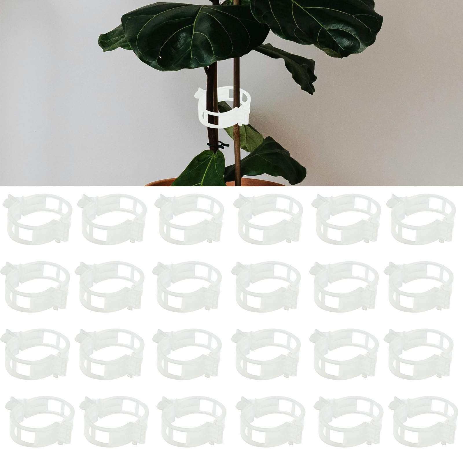 Roellgs 150 pcs garden plant clips, plant support clips, vine clips, flower stem clips for holding tomatoes, vegetables, cucumbers, tomato clips (white) — image 1