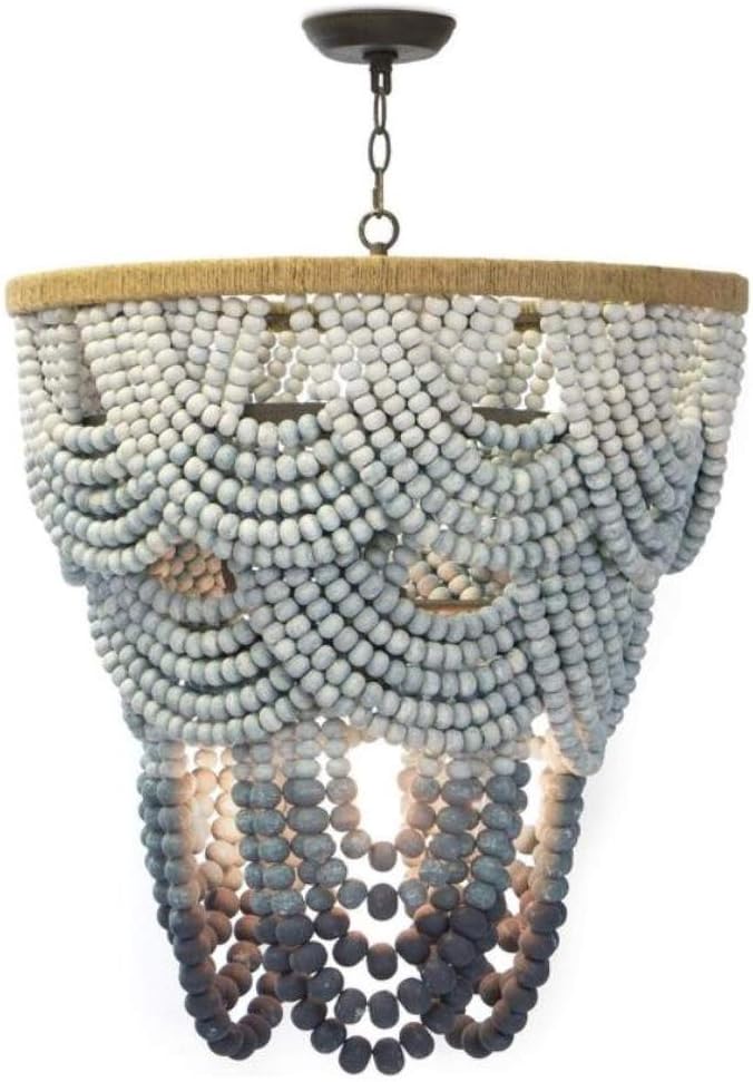 Xiqan Farmhouse 8-Lights Wood Beaded Chandelier Candle Empire Pendant Mounted Light