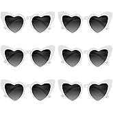 BOUBONI 4/6/8/10/12 Pack Bachelorette Sunglasses Heart Sunglasses Vintage Heart Shaped Glasses for Women Bridal Party Wedding