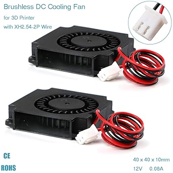 Innovateking-EU 2 Stück DC Brushless Cooling Fan 4010 12V 0.08A 40 x 40 x 10mm 3D Drucker Lüfter Hydraulische Turbo Lüfter mi