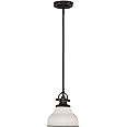 Quoizel Grant 8" Mini Pendant Light, Palladian Bronze with Opal Etched Glass, 13"–48" Adjustable Height for Kitchen Island or