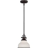 Quoizel Grant 8" Mini Pendant Light, Palladian Bronze with Opal Etched Glass, 13"–48" Adjustable Height for Kitchen Island or