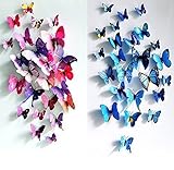 Raylinedo 3D Butterfly 12PCS for Blue and 12 PCS For Purple Stickers Making Stickers Wall Sticker