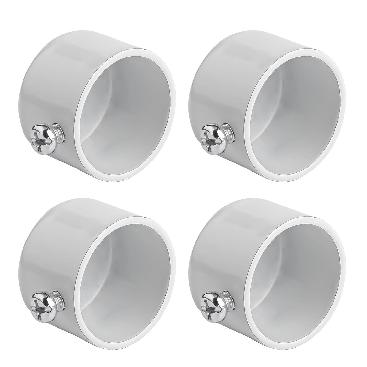 Rumyve 4pcs Curtain Finials Ends Caps,Window Inserts Curtain Finials,Metal Curtain Rod Heads Curtain Finials Ends Cap(White)