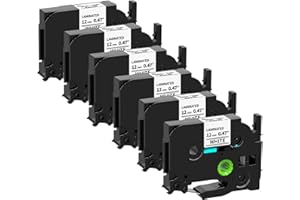 PILLEX 6-Pack Laminated Tape 12mm 0.47 White Replacement for Brother Label Maker Tape TZe-231 TZ-231 TZe231 P-Touch Label Tape Compatible with Brother Ptouch PTH110 PTD210 PTD220