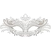 Seglorwy Womens Masquerade Mask Metal Rhinestone Venetian Halloween Christmas Evening Prom Ball Party Mask