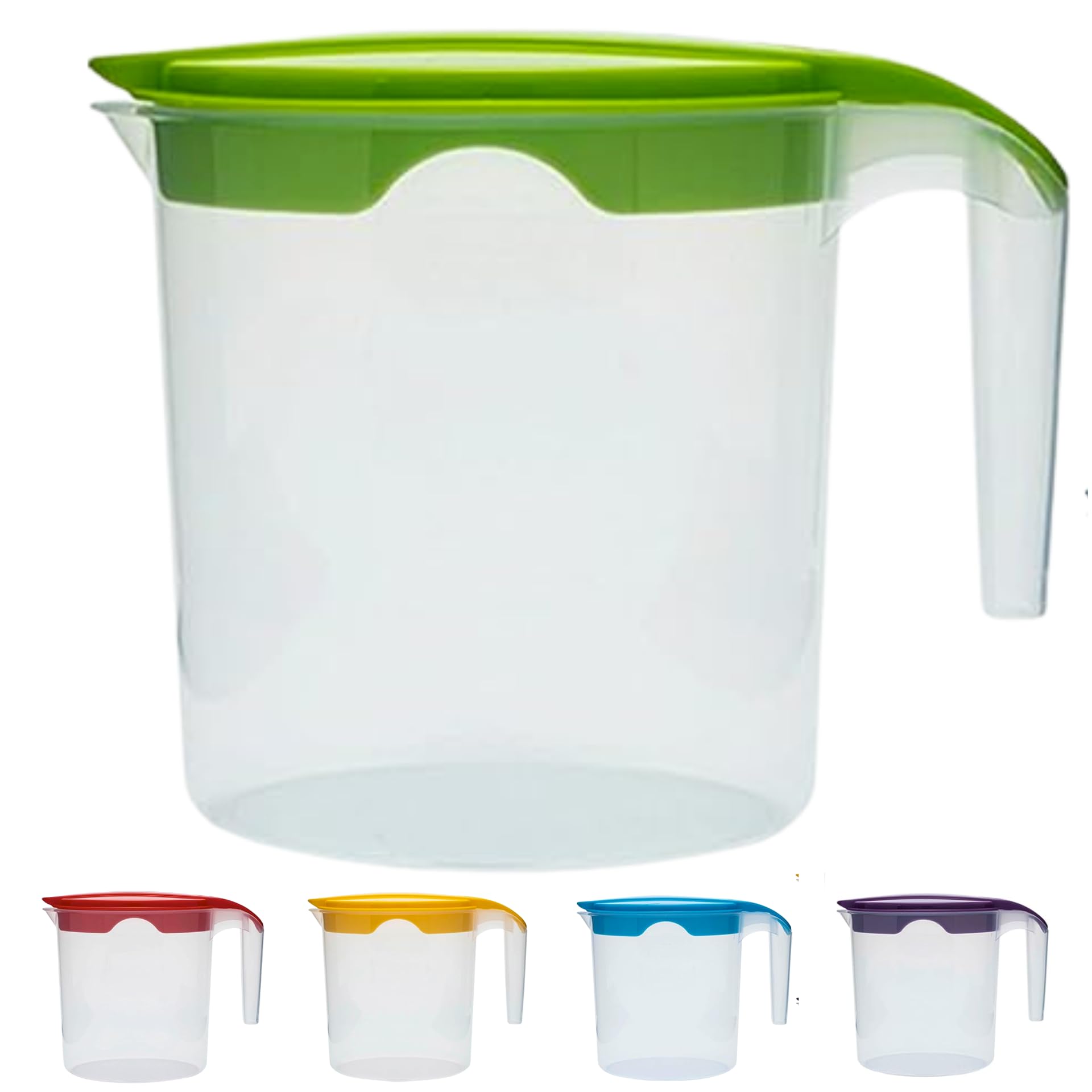 1 Liter Plastic Jug with Lid for Water Fruit Juices Milk Fridge Door Stoarge Jug (Green, 1)