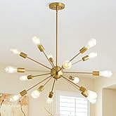 WFRDJSP Sputnik Chandeliers, Adjustable 15-Light Modern Chandelier, Anti-Rust Gold Light Fixture, Mid Century Chandelier Shad