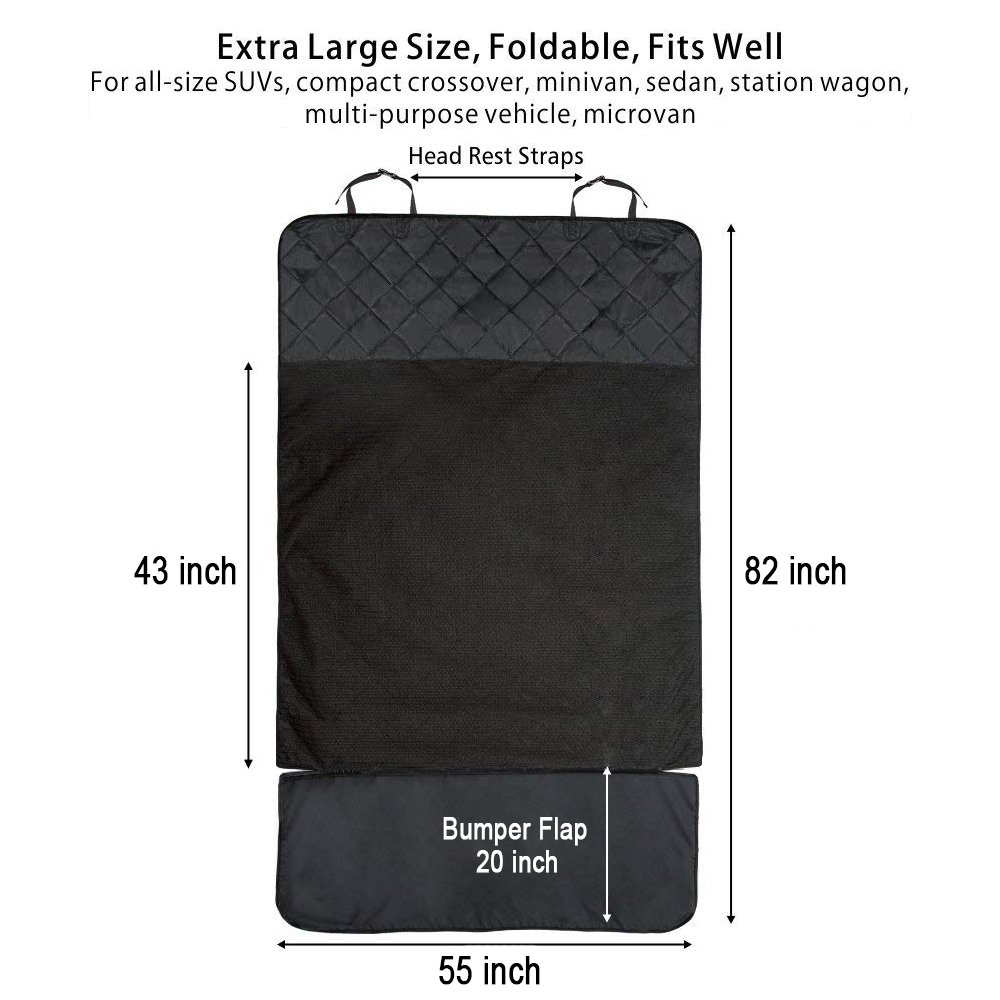ledorr Dog Car Seat Cover, Trunk Cargo Liner, Universal Fit Pet Seat Cover for Cars, Trucks & SUVs, Waterproof Nonslip Washable Pet Mat