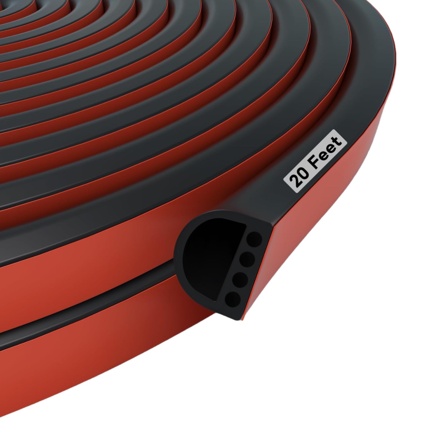 Photo 1 of 20FT Weather Stripping Door Seal, Self Adhesive D Shaped Weather Stripping, Black Seal Strip for Door Frame & Window (20Ft, 3/8" W X 1/4" T)