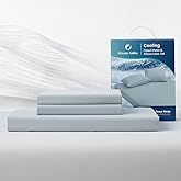 Dream Valley® Queen Sheet Set, Cooling Fitted Sheet with 2 Pillowcase-3 PCS with No Flat Sheet,Q-Max > 0.4 Aerocool, Cooling for Night Sweats, Hot Sleepers,deep Pocket up to 15",Cool Grey