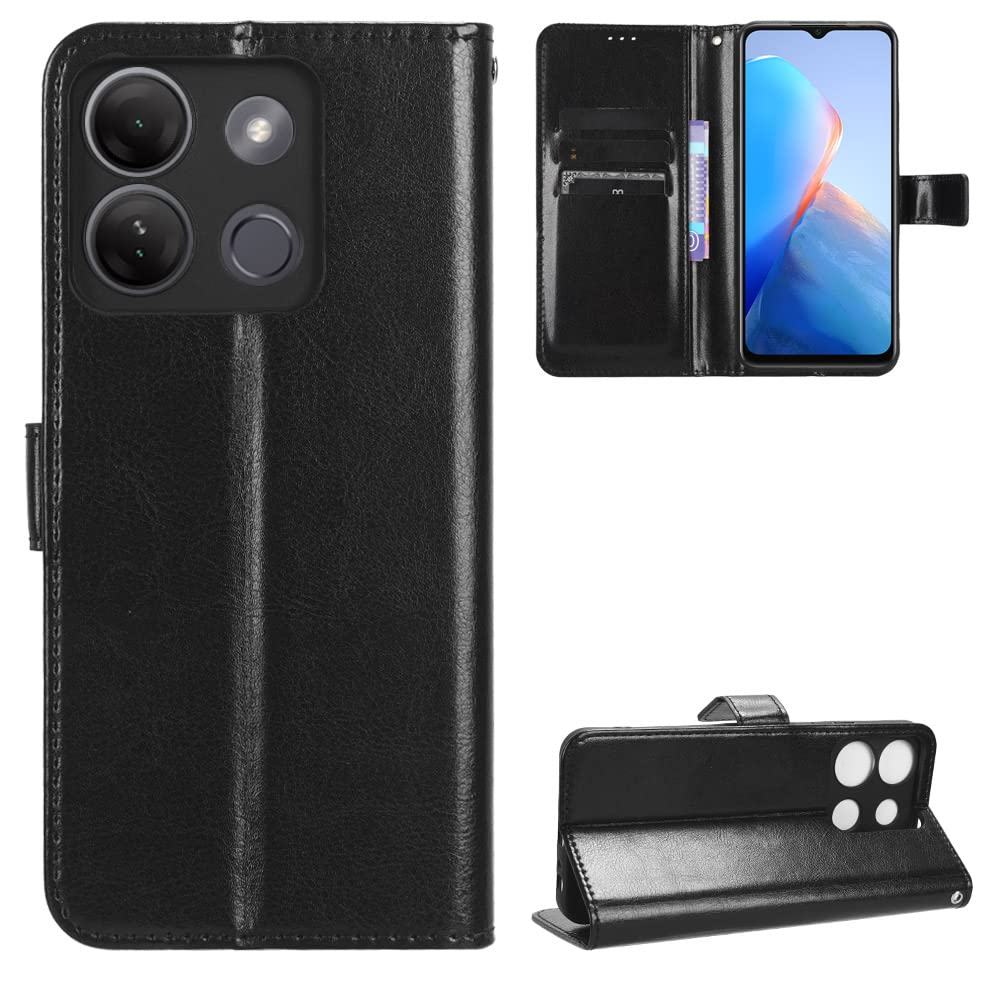 BellaCase Infinix Smart 7 HD Case [Wallet Case] [Kickstand] [Card Slots] [Magnetic Flip Cover] Compatible with Infinix Smart 7 HD Smartphone(Black)