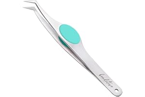 Beaditive High Precision Angled Tip Tweezers with Cushion Grip - 4.7" Craft Tweezers for Sewing, Beading & DIY Crafts - Non-S