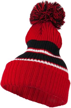 City Hunter Two Tone Striped Knit Pom 