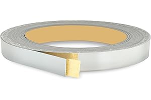 UNMAR Mirror Chrome PVC 1/2 inch x 25 ft Edge Banding Peel Stick Tape Adhesive Metal Edging Veneer Aluminum Trim Flexible Strip Molding MDF Wood Cabinet Laminate Shelf Furniture Countertop Formica Plywood