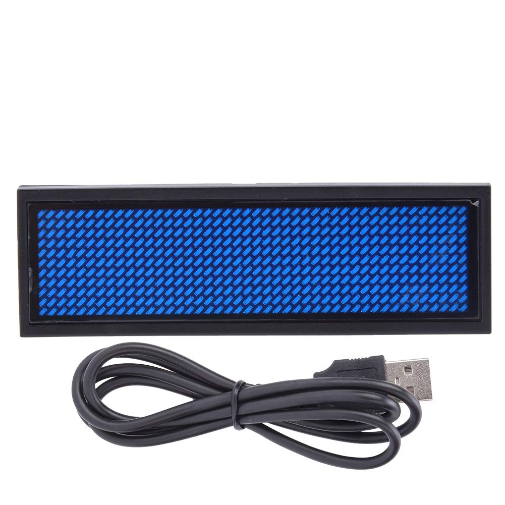 LED Name Badge Scrolling Message Tag Chinese 4 Character Sign Display (Blue)