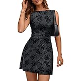 Trendy Queen Womens Mini Floral Boat Neck Sleeveless Bodycon Short Party Summer Dresses 2026