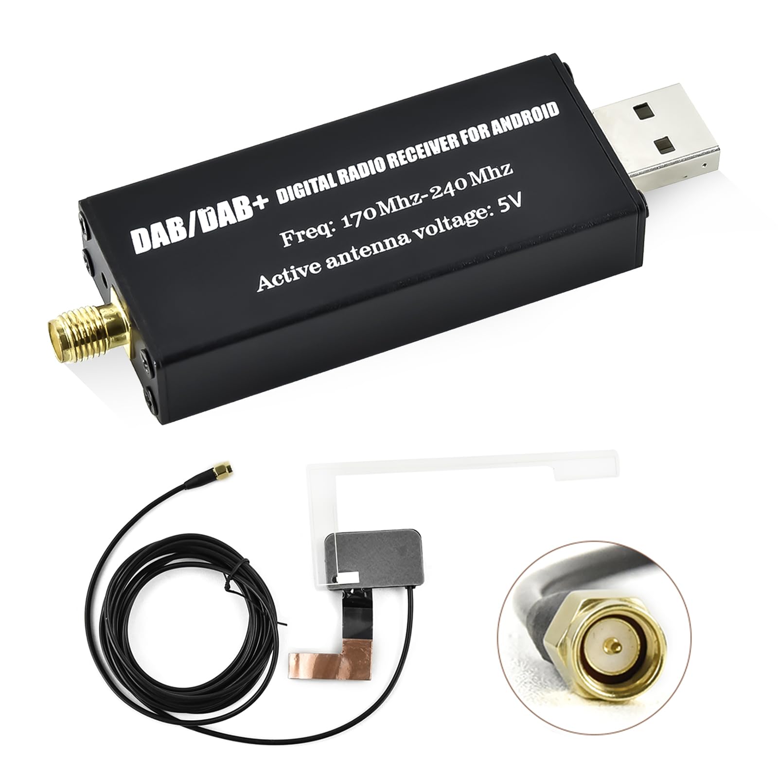 CAMECHO Car DAB DAB+ Radio Receiver, DAB Car Radio Adapter Digital Audio Transmission with Antenna, DAB Tuner USB Dongle for Most Android Car Stereo