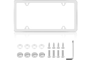 ABVSDU Chrome License Plate Frame Made of Zinc Alloy Metal, Universal Car Accessories,1 Pack License Plate Holder Never Rust and Unbreakable with Metal Screws& Chrome Caps and Screwdriver (1 PCS Silver)