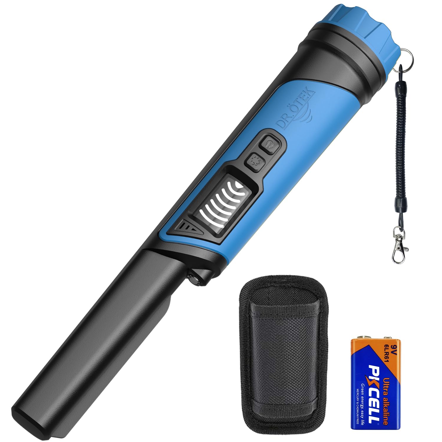 DR.ÖTEK Metal Detector Pinpointer, IP68 Fully Waterproof Handheld Pin Pointer with LCD Screen, Innovative Interference Cancellation Function, Higher Sensitivity, 3 Modes, Great for Gold, Coins,blue