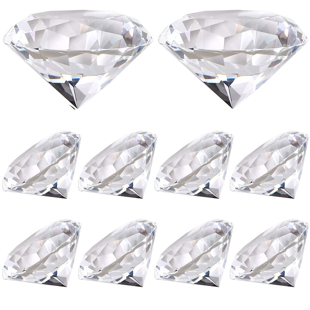 GZGZKJ 10Pcs Bright Crystals Diamonds Gemstones Wedding Crystal Diamond Paperweight Jewels Wedding Decorations Christmas Centerpieces Home Decor (Clear)