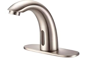 Yodel Faucet Touchless Bathroom Sink Faucet - Automatic Motion Sensor Restroom Toilet Faucet - Battery Operated for Commercial Lavatory, Brushed Nickel