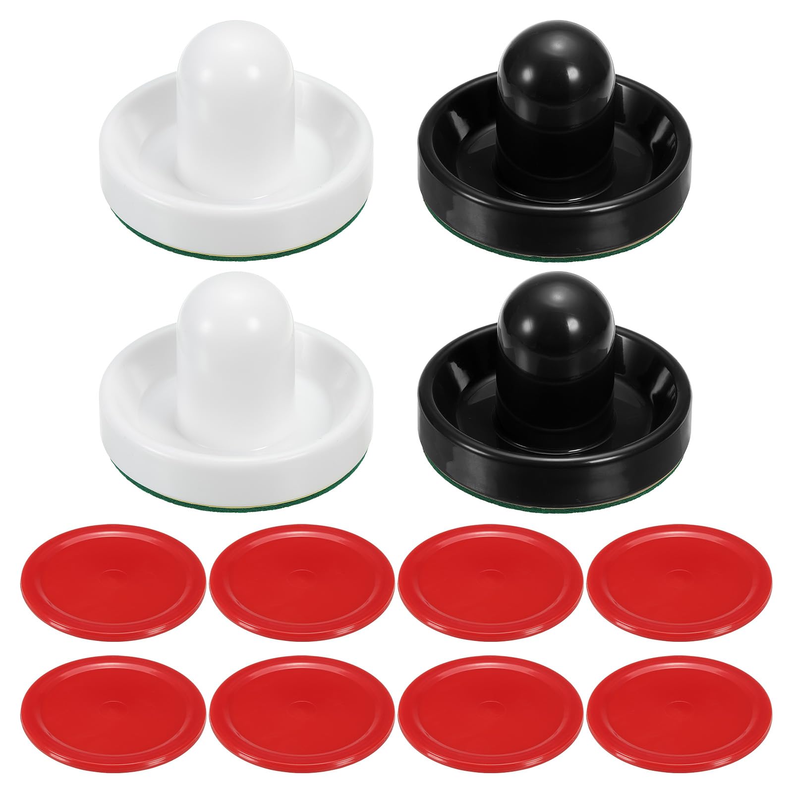 PATIKIL 96mm Air Hockey Pushers and Air Hockey Pucks, Handles Paddles Replacement Accessory for Game Table(4 Pushers with Pads, 8 Pucks)