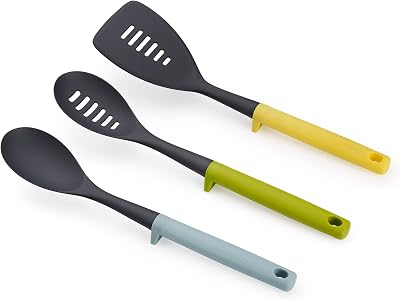 Duo Utensilios de Cocina, 3 piezas, Accesorios de cocina resistentes al Calor, Cucharas y Espátula, Multicolor