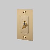 Buster and Punch 1 Gang Light Switch 1-Way Cross Knurl Without Logo Brass | 1-Way, Cross Knurl, Without Logo