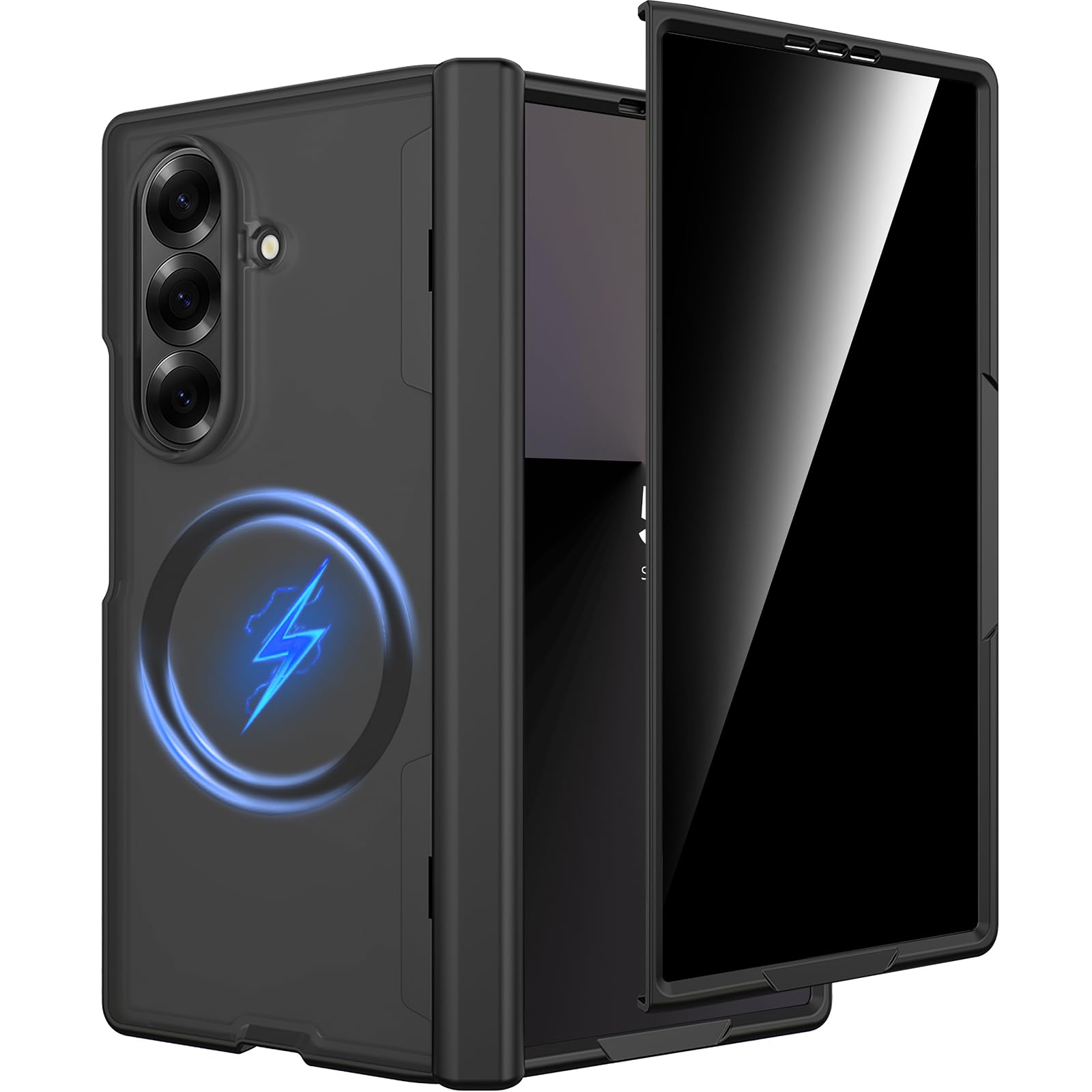Photo 1 of Miimall for Samsung Galaxy Z Fold7 Case with Screen Protector, [Privacy Screen Protector], [Compatible with Mag-Safe] [Magnetic Hinge Protector] Shockproof Semi-Transparent Case for Z Fold 7, Black