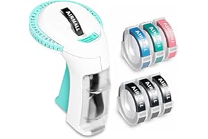 AIRMALL Embossing Label Maker, Omega S Vintage Embossed Label Maker, Retro Embosser Labeler with 6 Rolls 3D Embossing Label Tapes, Old School Label Printer, Waterproof for Home Office Kids DIY Crafting, Green