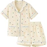 ACESTAR Toddler Girls Boys Pajamas Set Summer 2 Pcs Pjs Set - Kids Short Sleeve Button Down Sleepwear (3T-7 Years)