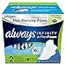 Always Infinity Feminine Pads for Women, Size 2 Regular, with Wings, unscented, 16ct
