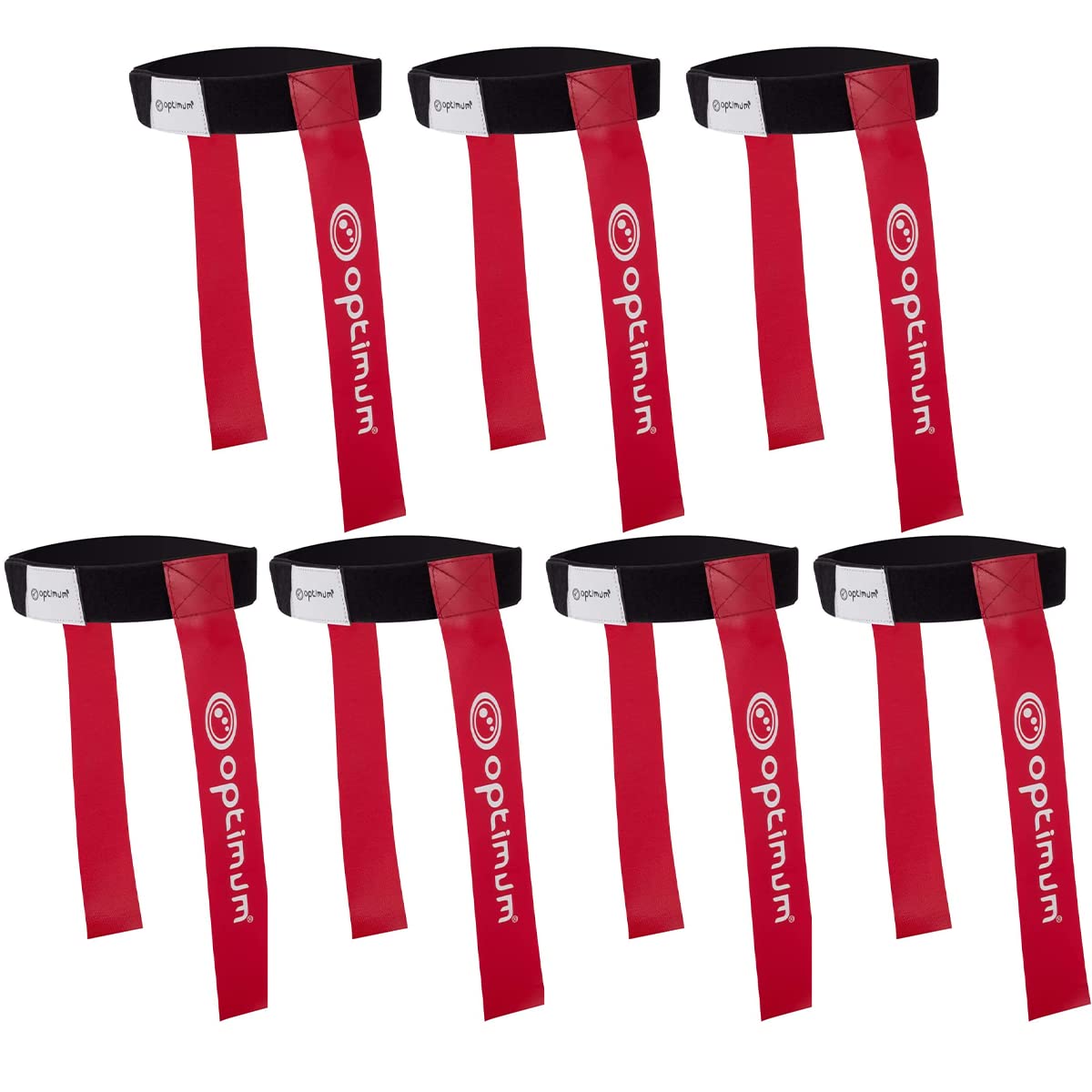 Optimum TBFB Touch Rugby Tackle Tag Belt Flags | Adjustable Training Aid for Beginners | Pack of 7 - Red