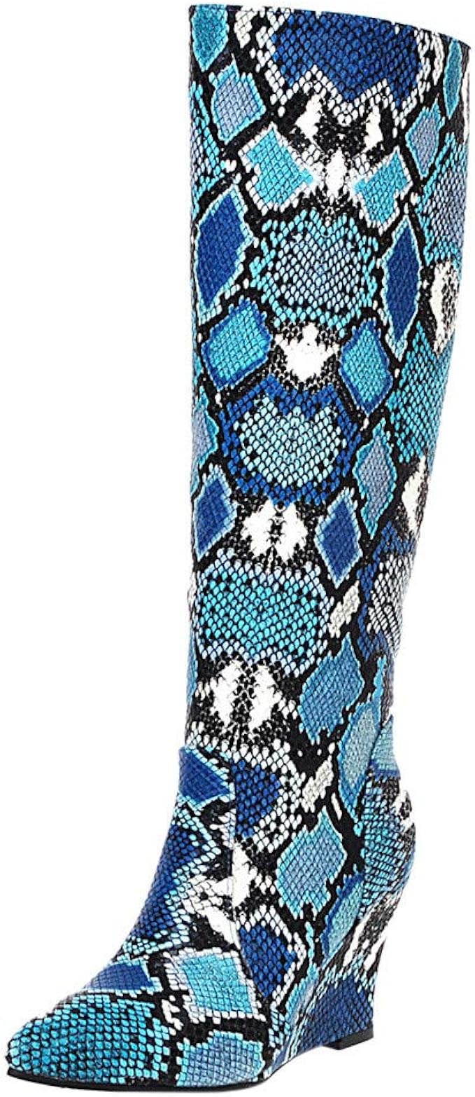 aqua snakeskin boots