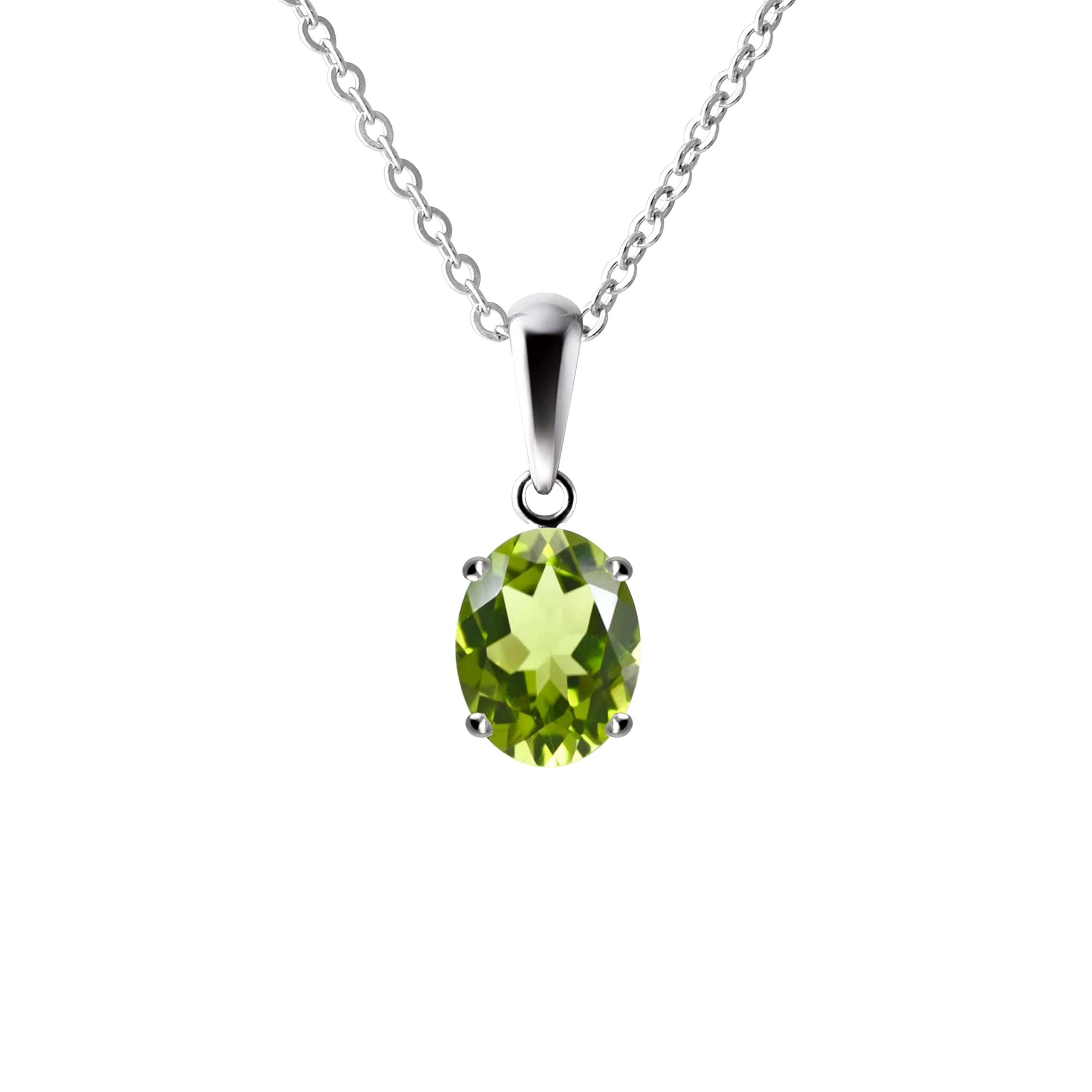 Franki Baker Natural Green Peridot Gemstone & 925 Sterling Silver Pendant Necklace Chain length: 50cm.
