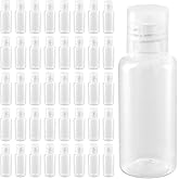 PINGEUI 100 Pack 1oz/30ml Clear Plastic Empty Bottles, Travel Size Bottles with Flip Cap, Refillable Travels Bottles for Travel or Daily Use