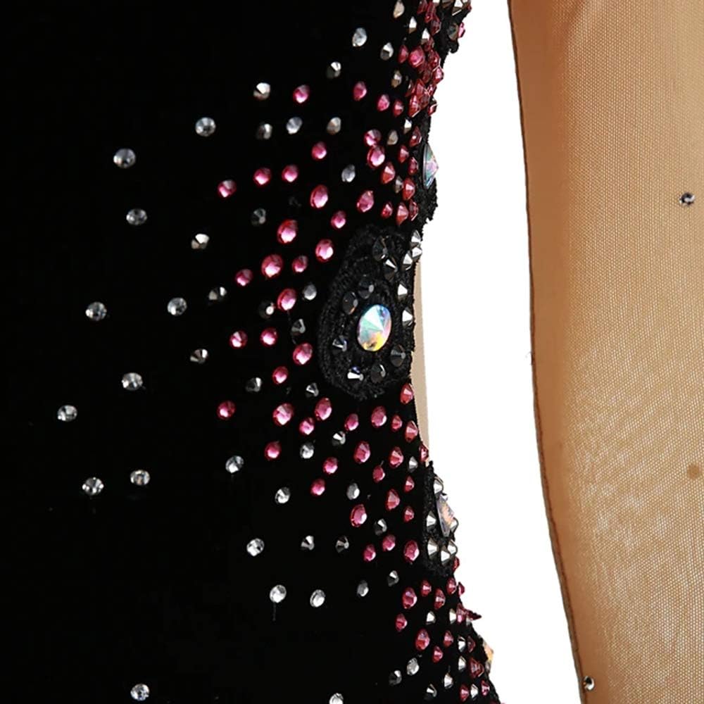 Women's Girls' Ice Skating Dress White Black Purple Velvet High Elasticity Competition Skating Wear Warm Handmade: Clothing