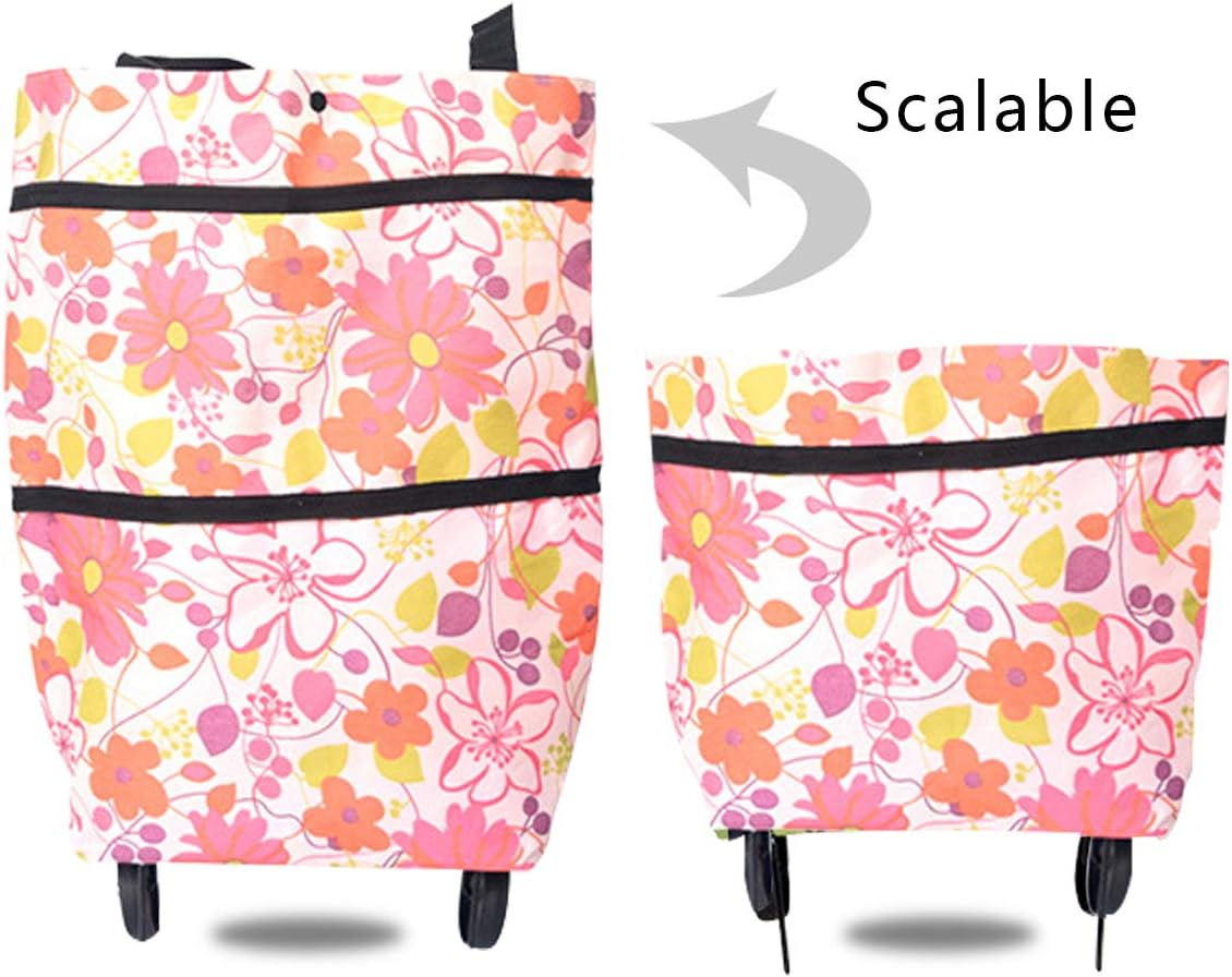 Foldable Shopping Bag with Wheels, Folding Shopping Bags, Reusable