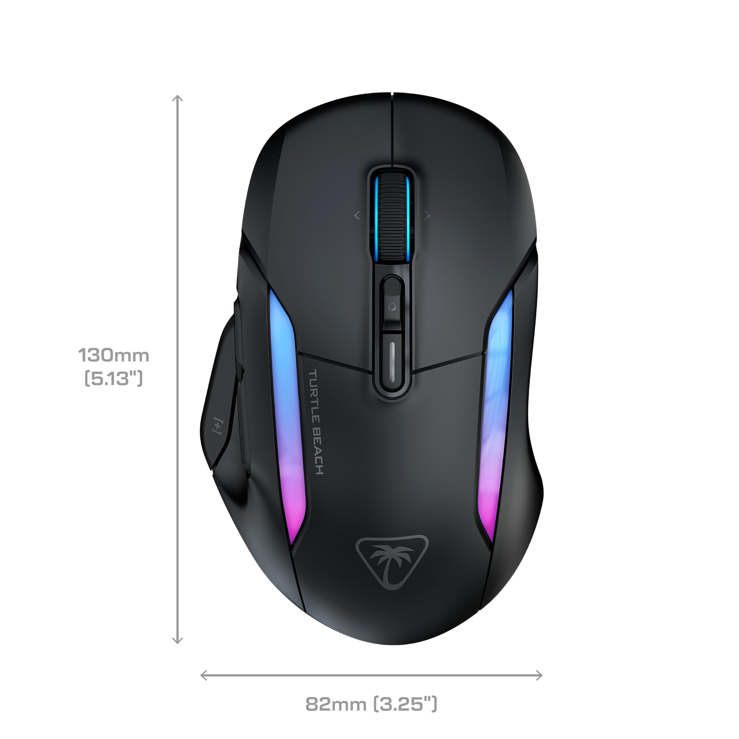 Turtle Beach Kone II Air – Kabellose, ergonomische RGB-Gaming-Maus, 350-Stunden-Akku, optischer 26K DPI Sensor, 21 programmierbare Funktionen, 4D-Free-Spin-Scroll-Rad, Schwarz 9