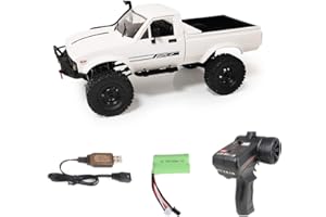 YIKESHU RC Crawler Offroad RC Truck 4x4 Remote Control Rock Crawler WPL C24-1 Pickup Trucks with Led Light, 2.4 Ghz 1/16 Scale All Terrain Car Brushed RTR Gift for Adults