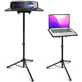 PYLE Laptop &amp; Projector Stand, Tripod Stand With Adjustable Height 28"-50", Portable DJ Equipment Mount, Angle Adjustable Tray, Lightweight Metal Construction, Stage, Studio, Musicians &amp; Performers