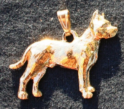 Pit Bull Dog 24k Gold Plated Pewter Pendant