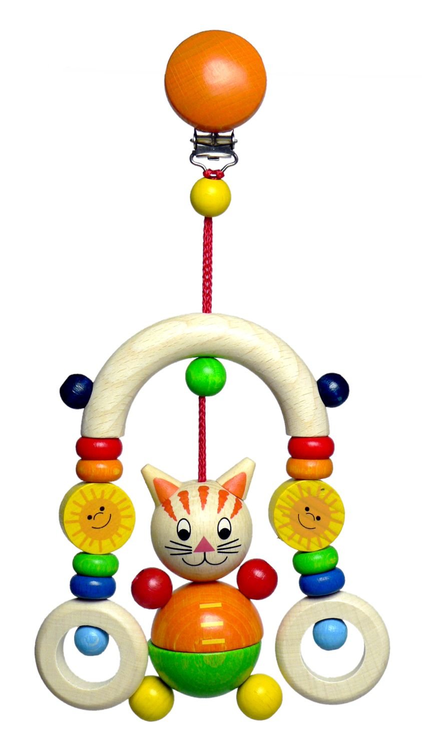 Hess Wooden Baby Toy Mini Trapeze Cat Mika Clip On