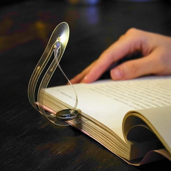 Portable Bookmark Light, Ultra-Thin Eye Protection Creative Mini Bending Folding LED Clip Bookmark with Button Battery