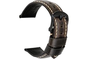 REZERO Watch Band, Vintage Oil Wax Leather Watch Straps 18mm 19mm 20mm 21mm 22mm 23mm 24mm 26mm Watch Belt for Men Women