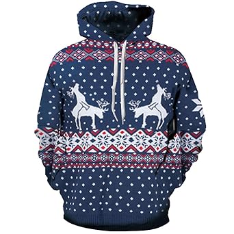 SEWORLD Weihnachten Christmas Herren Männer Herbst Winter Weihnachten Drucken Langarm Mit Kapuze Sweatshirt Top Bluse
